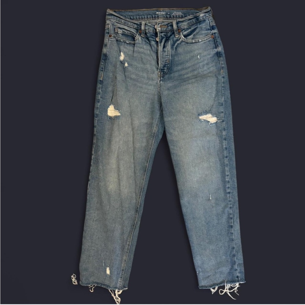 Old Navy blue high-rise straight jeans